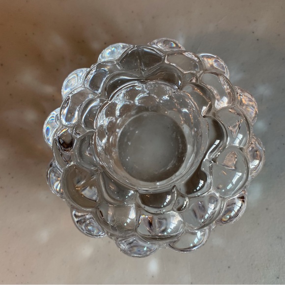 Pair of Orrefors Clear Crystal Raspberry Bubble Tea Light Votive Candle Holder - Picture 5 of 6